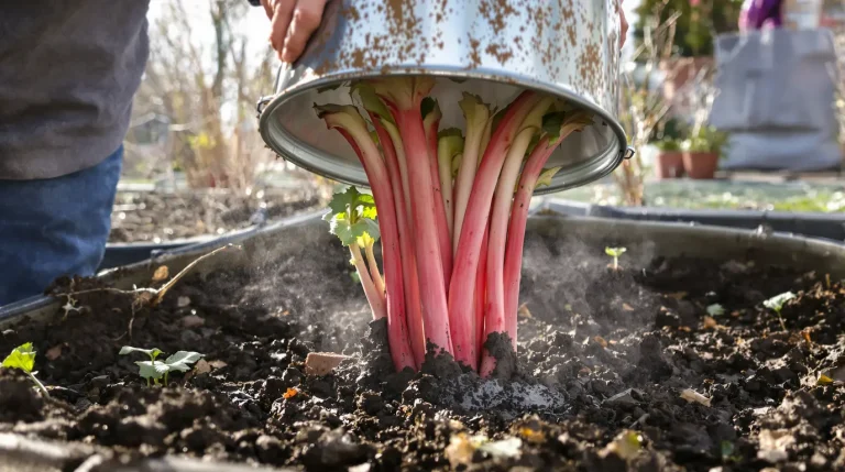Vos plants de rhubarbe : le geste d’avril pour des tiges plus précoces, tendres et moins acides